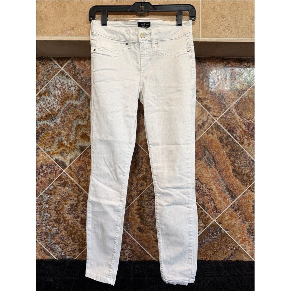 Bebe White Skinny Jeans Stretch Denim Made in USA Size 26